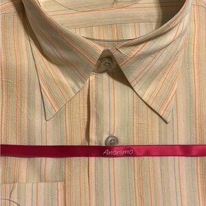 Men's Cream Multi-Stripe Dress Shirt